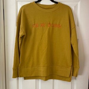 Mustard Sweatshirt with Embroidered Text